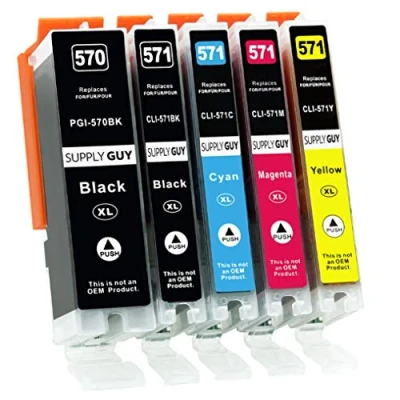 Bild av Supply Guy 5 XL bläckpatroner kompatibel med Canon PGI 570 CLI 571 för MG5700 MG5750 MG5751 MG5752 MG5753 MG6800 MG6850 MG6851 MG6852 MG6853 TS5000 TS5050 TS5051 TS5053 TS5055 TS6050 TS6051 TS6052