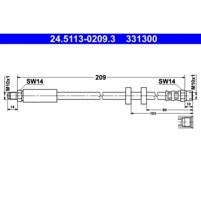Bild av ATE 24.5113 0209.3 Flexible De Frein 209 M10x1 AUDI: A6 C4 Avant, Berline, 100 Berline