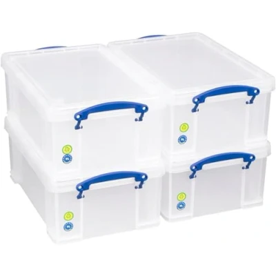 Bild av Really Useful Box 4 stycken 9 liter 395 x 255 155 mm för 24 DVD/A4 papper transparent