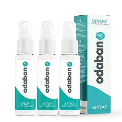 Bild av ODABAN Anti perspirant deodorant spray mot stark svettning förhindrar handsvett, armsvett och på hela kroppen I parfymfri 3 x 30 ml