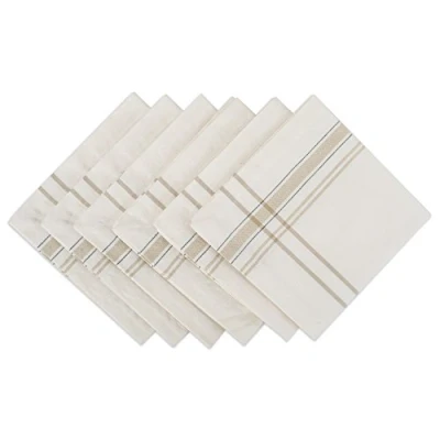 Bild av DII fransk rand bordsskiva kollektion bondgårdsstil matbord linne servett, 20 x 20, vit Chambray, 6 delar
