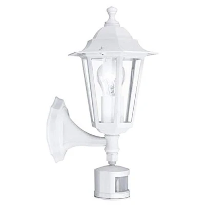 Bild av Eglo vägglampa för utomhusbruk lykta 5, 1 glödlampa utomhu inklusive rörelsedetektor, sensor av gjuten aluminium och glas, färg: vit, fattning: E27, IP44