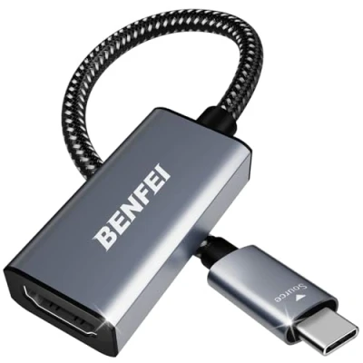 Bild av BENFEI USB C till HDMI adapter 4K [flätad nylon och aluminiumalloy], typ [Thunderbolt 3/4] omvandlare, kompatibel för iPhone 15 Pro/Max MacBook Pro/Air 2023 iPad Pro iMac S23 XPS 17