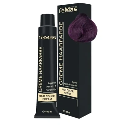 Bild av FemMas hårfärg mellanblond violett intensiv 7,22 I professionell med arganolja, keratin och ceramider permanent hårfärgning eller nyans för strålande färgresultat 100 ml