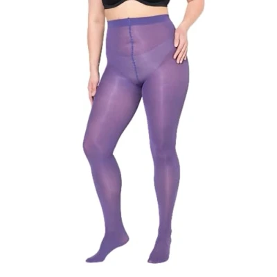 Bild av Ulla popken damer stora storlekar överdimensionerade plus size essential mikrofiber strumpbyxor, 60 den, violett, 52 54