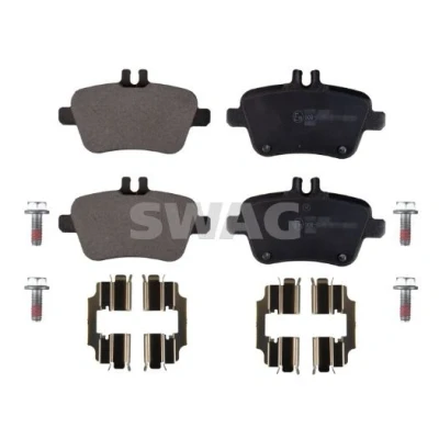 Bild av SWAG 10 91 6901 Jeu de plaquettes frein Essieu arrière préparé pour indicateur d&#039;usure, contact signal d&#039;usure exclu avec monture