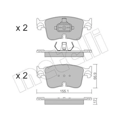 Bild av METELLI 22 1383 0 Bromsbeläggsats förberett för slitvarningsvisning VOLKSWAGEN: Golf VIII Hatchback, Variant, Caddy V Skåpbil