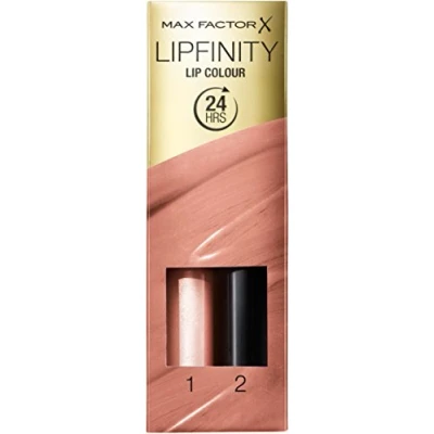 Bild av Max Factor Lipfinity Lip Colour Always Delicate 06 — Myssäkta läppstift med 24 timmars grepp utan att torka ut, intensiv färgdispenser, exakt applikator och intensivt vårdande glans topprock