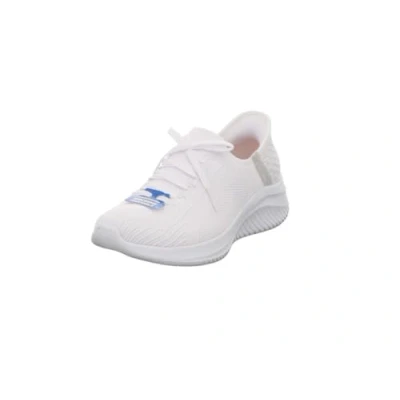 Bild av Skechers Ultra Flex 3.0 Brilliant Path dam Sneaker, Vit stickad ljusgrå trim, 36.5 EU