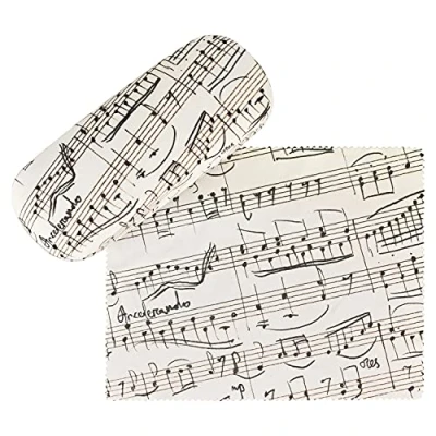 Bild av VON LILILENFELD Glasögonfodral Musik Noter Fodral Glasögon Mikrofiber Rengöringsduk Box Stabilt Hårt Set Täckt med Tyg
