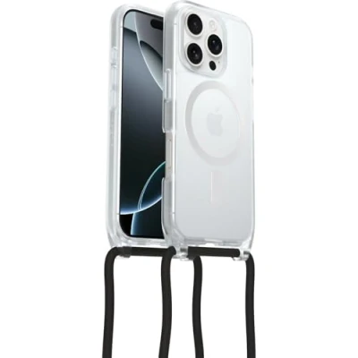Bild av Otterbox React Series Necklace MagSafe för iPhone 16 Pro, ultratunnt, skyddande skal med justerbart och avtagtart halsband, testad till militärstandard, Klar