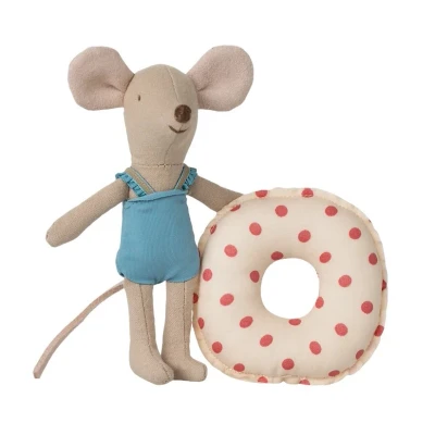Bild av Maileg Beach Mouse With Float, Little Sister Plyschleksak Red dot H10 CM