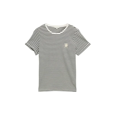 Bild av TOM Tailor MIT Streifenmuster Tshirt med print, Storlek: 3XL, Black white irregular stripe