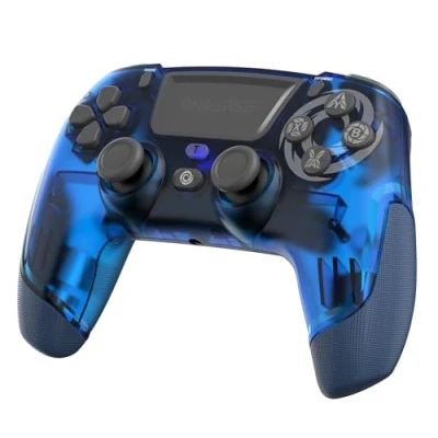 Bild av Oniverse Manette PS4 PS3 PC ANDROID iOS, Hörlursjack, trådlös, justerbara vibrationer, pekkontroll, bakre makroknappar, Turbo mode, Wake up funktion, 6 axlig gyroskop, Revolt (Neptune Blue/Blå)