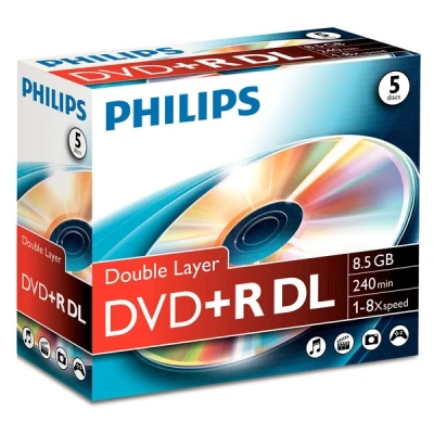 Bild av Philips DR8S8J05C 5 x DVD+R DL 8,5 GB (240min) 8x CD box
