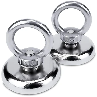 Bild av Sensei 2 st neodymmagnet Ø36 x H36 mm, extra stark magnet med stålstruktur, lastkapacitet 50 kg, öljetter