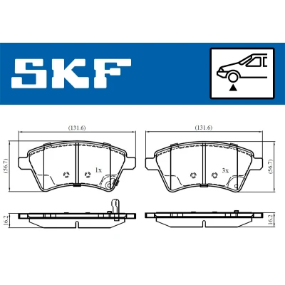 Bild av SKF VKBP 80185 A Jeu de plaquettes frein avec indicateur d&#039;usure SUZUKI: SX4 I 5 portes