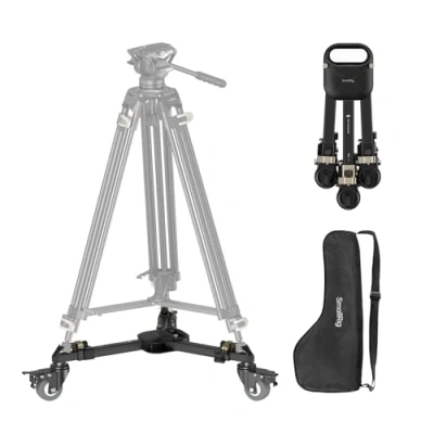 Bild av SMALLRIG Quick Lock Photography Heavy Duty Tripod Dolly, med 3 gummihjul, justerbara ben, handtag och väska, 44,1 lbs kapacitet, stativhjul för filmning fotografering 5020