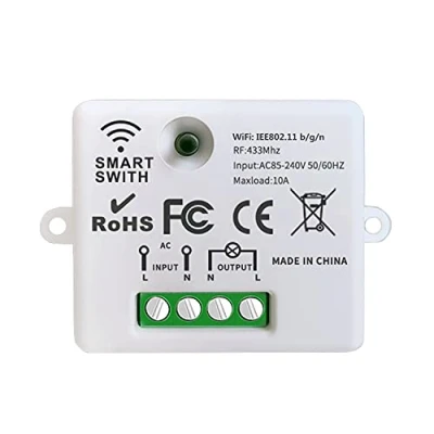 Bild av DieseRC Mini trådlös WiFi omkopplare, 2500W 10A RF relä fjärrkontroll mottagare, smart styrning via telefon Tuya APP, kompatibel med Alexa/Google Home