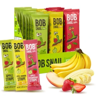 Bild av Bob Snail Veganska sötsaker multifruktbar 30 hälsosamma snacks individuellt förpackade av barn och vuxna med äpple banan jordgubbe sockerfri låg kolhalt kalorigodis