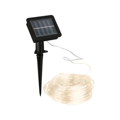 Bild av BRILONER LED remsa solar 10 meter, varmt vitt ljus, stänksäker solljuskedja utomhus, med 2 ljuslägen, slang band sol, vit