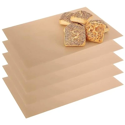 Bild av COM FOUR® 5x permanent bakfolie av teflon återanvändbart bakpapper lämplig för ugn upp till 260 C skärbar non stick ugnsfolie tål maskindisk (5 stycken beige)