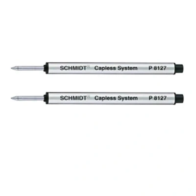 Bild av Schmidt: Medium capless P8127 bläckkulspetspåfyllning, svart bläck, 2 pack