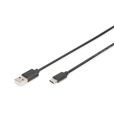 Bild av DIGITUS USB 2.0 anslutningskabel 1,0 m A (Pl) till C 480 Mbit/s anslutningskabel, kabel svart