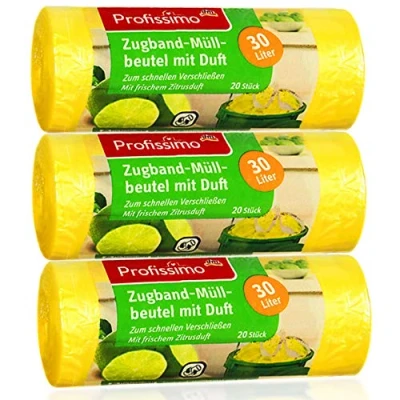 Bild av Väskor med dragsnöre färsk citrusdoft 30 liter 20 stycken perfekt för kontor, hushåll och badrum, 3