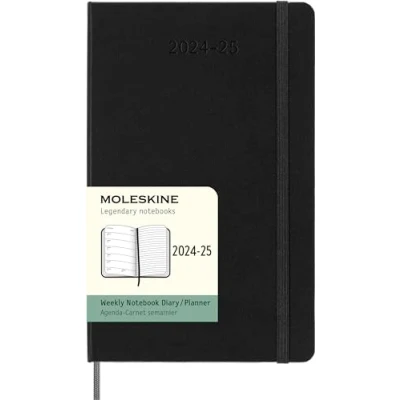 Bild av Moleskine 18 Monate Wochen Notizkalender 2024/2025, L/A5, 1 Wo = Seite, Rechts linierte Fester Einband, Schwarz