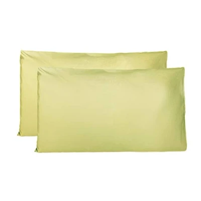 Bild av Par av örngott 100% ren bomull 40x80 CM, set om 2 sängkuddsöverdrag tillverkade i Italien, kuvertstängning, enfärgade, standardstorlek Ljusgrön