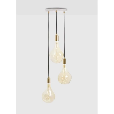 Bild av Tala hängande lampa Triple Pendant rund, E27 klar, vit/mässing