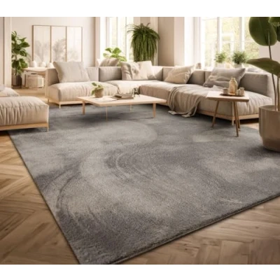 Bild av Matta Vardagsrum Stor Enfärgad Modern Design Tvättbar Gul Guld, Färg: Grå, Storlek:240x340 cm