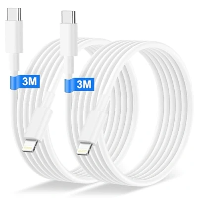 Bild av 2 pack USB C kablar 3 m [Apple MFi certifierad] snabbladdningskabel för Apple iPhone 14 Pro Max/14 Plus/13/12/11/Mini/XR/XS/X/SE/8