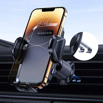 Bild av Miracase Biltelefonhållare [dubbel metallkrok] stabil och robust justerbar 360 grader, bilhållare för mobiltelefonhållare universell smartphone