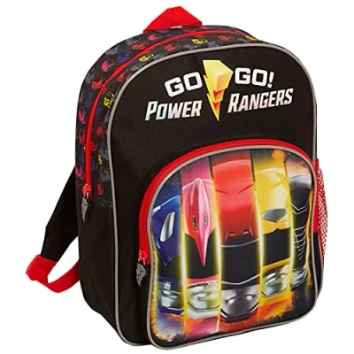 Bild av Power Rangers ryggsäck barnväska pojkar flickor superhjälte resa sport skola lunchväska, Svart, En storlek, Modern
