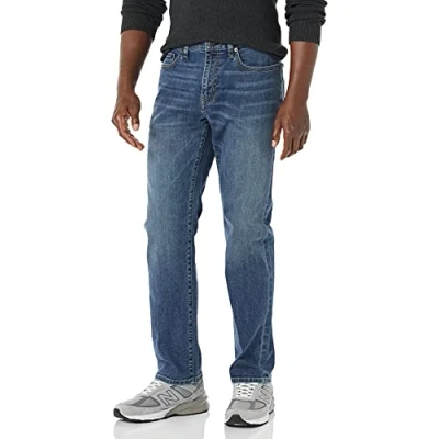 Bild av Amazon Essentials mäns rak passform hög stretch jeans, medium tvätt, 28 B x 29 L