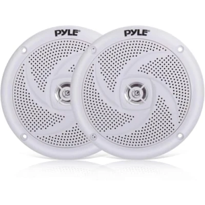 Bild av Pyle Marine Speakers 4 Inch 2 Way Waterproof and Weather Resistant Outdoor Audio Stereo Sound System with 100 Watt Power Low Profile Slim Style Design 1 Pair PLMRS4W (White)