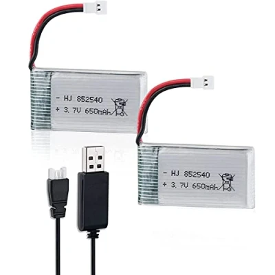 Bild av Yangers 2 pack 3,7 V 650 mAh lipo batteri RC uppladdningsbara batterier 25C XH2,54 pluggkontakt med USB laddare set för Syma bil off road lastbil jumper fordon driftmonster leksaker