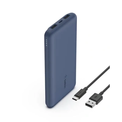 Bild av Belkin 10 000 mAh bärbar powerbank, 10K USB C laddare med 1 port och 2 A portar, batteripaket för upp till 15 W laddning iPhone, Samsung Galaxy, AirPods, iPad, m.fl. Blå