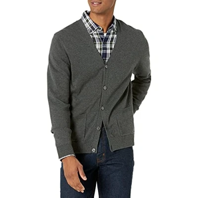 Bild av Amazon Essentials Men&#039;s Cardigan tröja i bomull, Kolsvart ljung, S