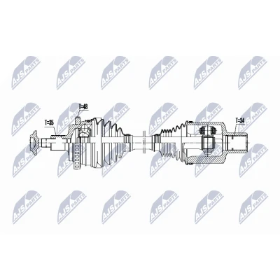 Bild av NTY NPW ME 073 Arbre de transmission Essieu avant gauche 509 Boîte automatique