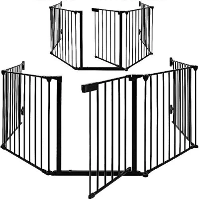 Bild av OHMG Barnskyddsgrind, hopfällbar metalltrappbarriär, 310 cm stor version metallskyddsgaller, skyddsgaller för barn, eldstadsskydd, 5 paneler