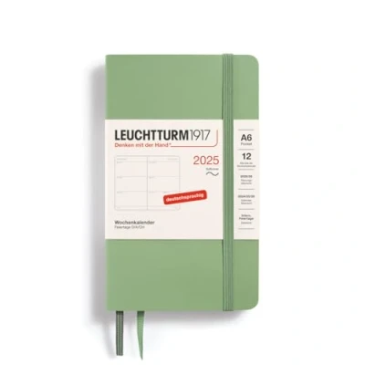 Bild av LEUCHTTURM1917 370575 Veckokalender 2025, Pocket A6 Softcover 12 månaders planerare, 80 g, linjerad salvia