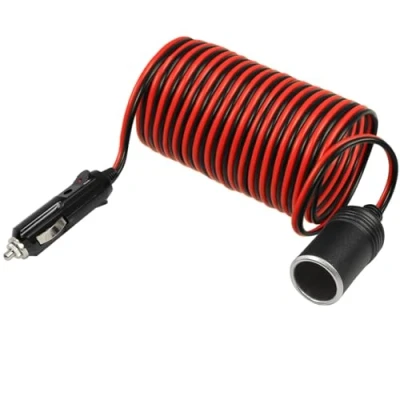 Bild av OcioDual 5 meter bilcigarettändarkabel, biltillbehör, biltändare förlängningskabel, 12 V kontakt för bil, 12V/24 15 A cigarettändare LED bil