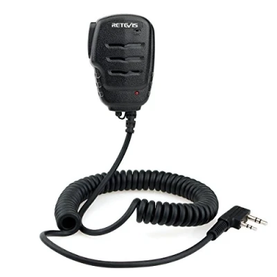 Bild av Retevis RS111 Högtalare Handhållen Mikrofon 2 stifts Radiomikrofon Kompatibel med Walkie Talkie RT21 RT24 RT27 RT22 RT1 RT5 RT7 Baofeng UV 5R BF 888S Kenwood WOUXUN TYT Tvåvägsradio (1St)