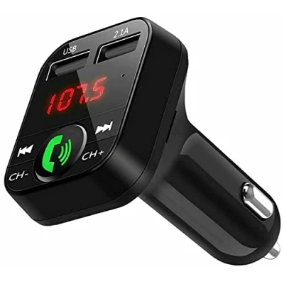 Bild av NK Bluetooth FM sändare för bil och lastbil (12/24V) handsfree, musikspelare V5.0 + EDR, mottagare, radioadapter, dubbla USB portar 2,1A snabbladdning minneshållare