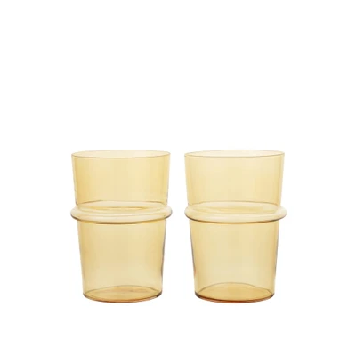 Bild av Ferm Living Boya Tall Glasses Glas Set of 2 Yellow W8.8 x D8.8 H12 cm