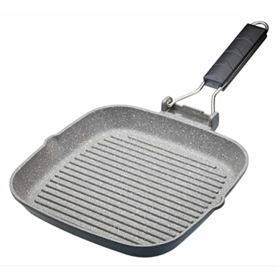 Bild av MasterClass Non Stick induktionssäker grillpanna med fällbart handtag, 24 cm (9,5 tum), svart