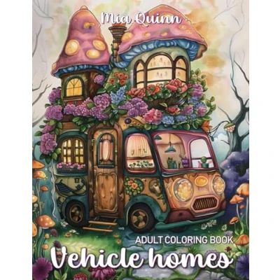 Bild av Vehicle Homes Coloring Book for Adults: Fantasy Fairy House with Whimsical Black Line and Grayscale Illustrations Stress Relief &amp; Relaxation